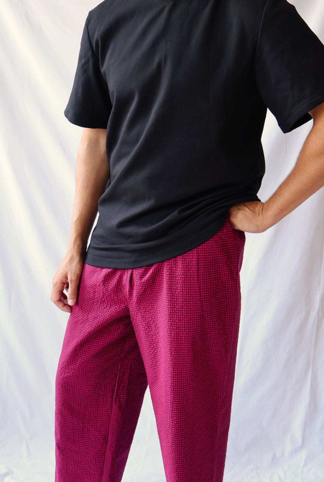 PANTALON ROUGE À CARREAUX VICHY