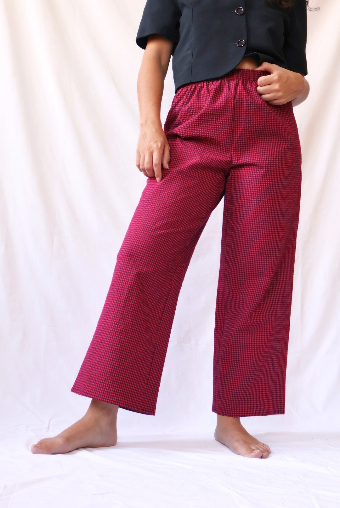 PANTALON ROUGE À CARREAUX VICHY