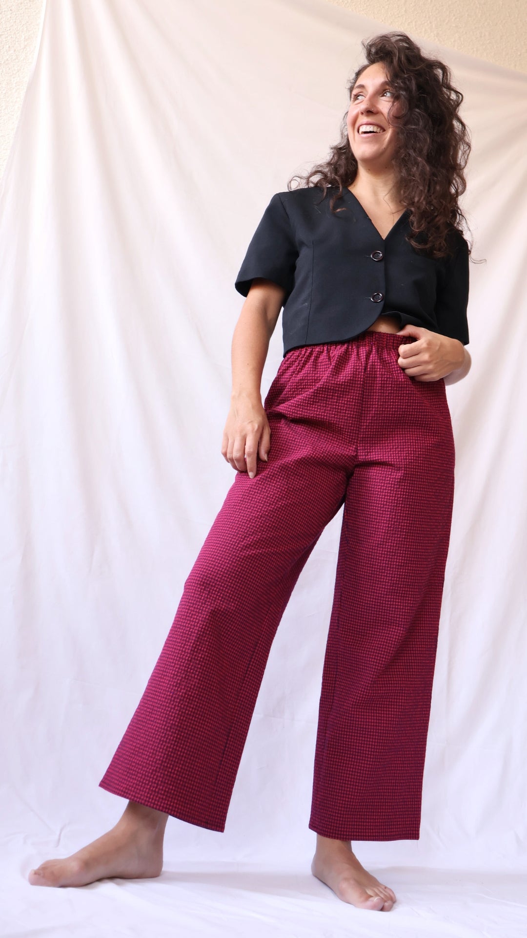 PANTALON ROUGE À CARREAUX VICHY