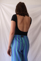PANTALON RAYÉ BLEU ET VERT