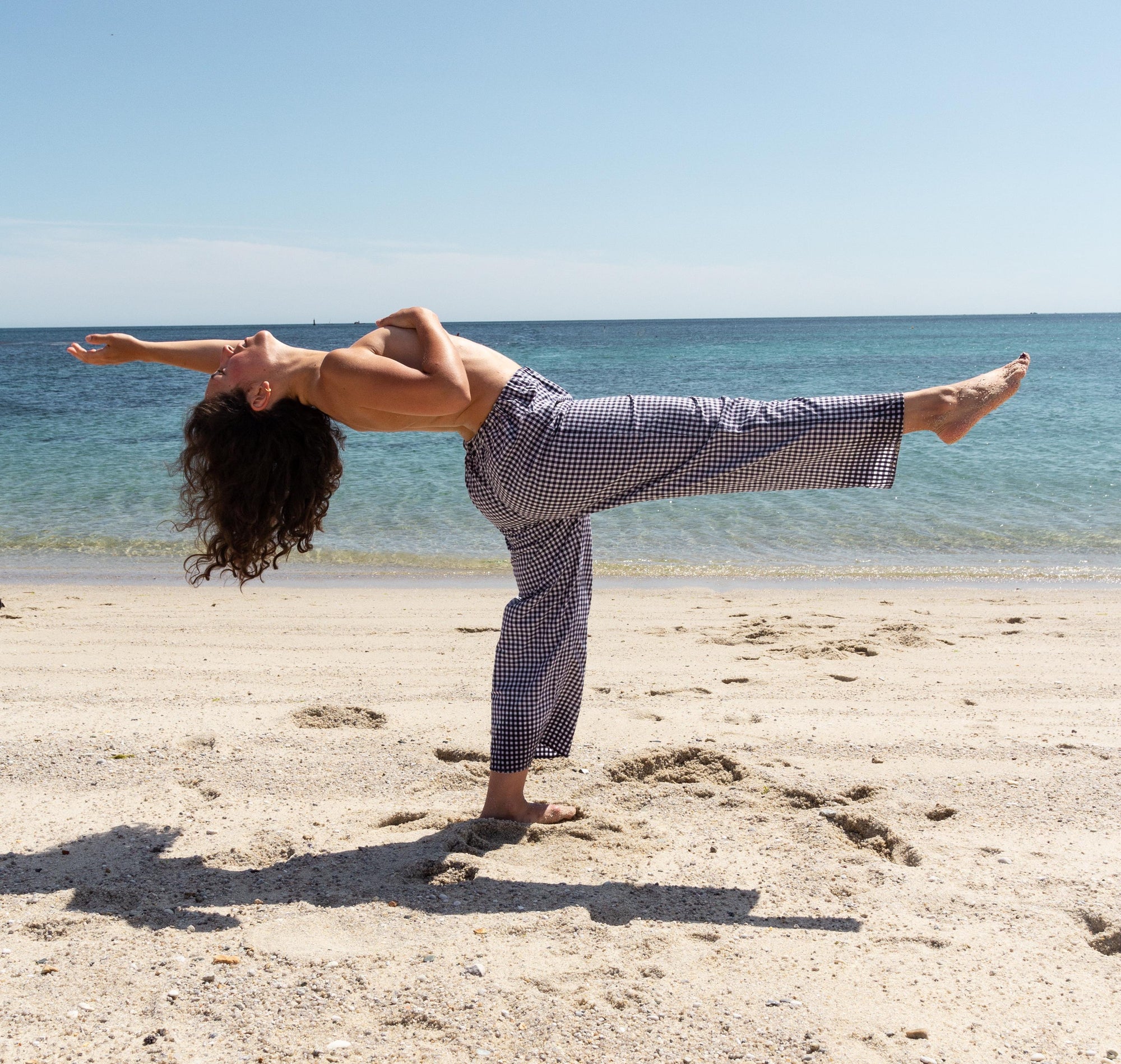PANTALON À CARREAUX DE VICHY BLEU MARINE